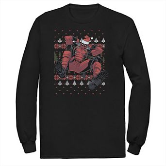 Men's Marvel Deadpool Santa Hat Ugly Holiday Tee