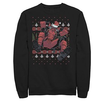 Men's Marvel Deadpool Santa Hat Ugly Holiday Sweatshirt