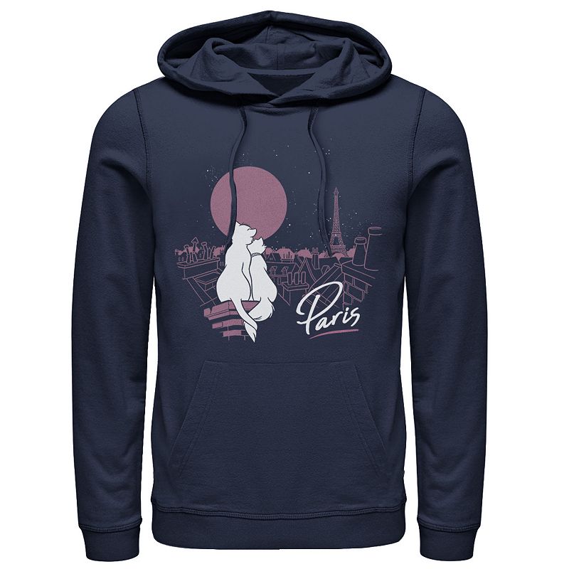 Mens Disney Aristocats Duchess And Thomas In Paris Hoodie, Size: Small, Bl