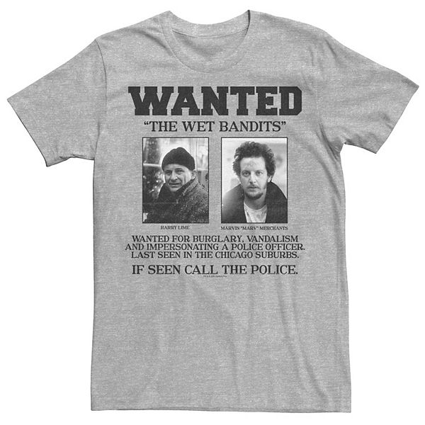 Men's Home Alone Wanted The Wet Bandits Poster Tee