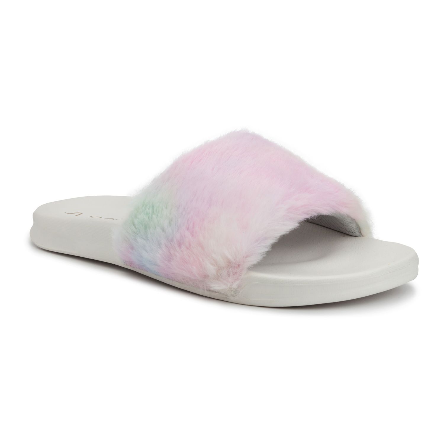 fuzzy slide sandals