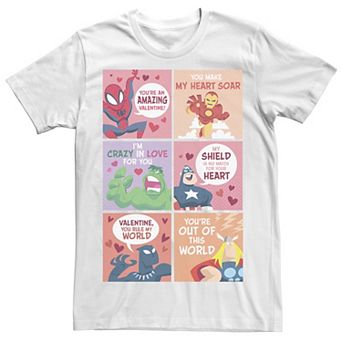 Men's Marvel Group Shot Valentines Day Cards Tee