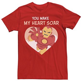 Men's Marvel Iron Man You Make My Heart Soar Valentine Card Tee