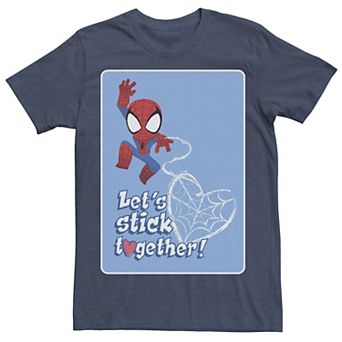 Men's Marvel Spider-Man Let's Stick Together Valentine Card Tee