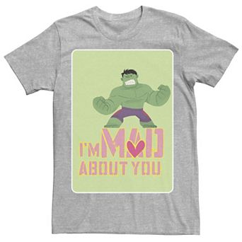 Men's Marvel Hulk I'm Mad For You Valentine Card Tee