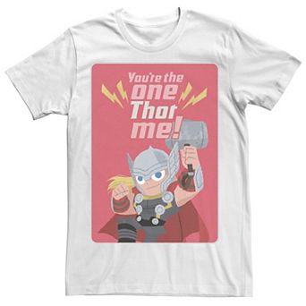 Men's Marvel Thor You're The One Thor Me Valentine Card Tee