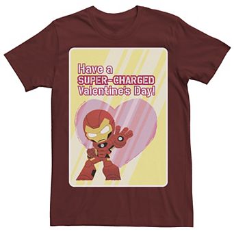 Men's Marvel Iron Man Have A Super-Charged Day Valentine Card Tee