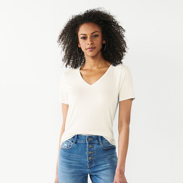 Essentials Women's 3/4 Sleeve V-Neck T-Shirt Brand