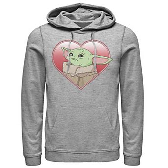 Men's Star Wars The Mandalorian The Child Valentine Heart Portrait Hoodie