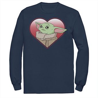 Men's Star Wars The Mandalorian The Child Valentine Heart Portrait Tee