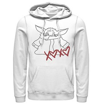Men's Star Wars The Mandalorian The Child Valentine's Day Outline Hoodie