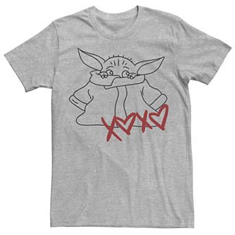 Men's Star Wars The Mandalorian The Child Valentine's Day Outline Tee