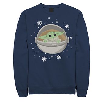 Men's Star Wars The Mandalorian The Child Snowfall Cartoon Sweatshirt