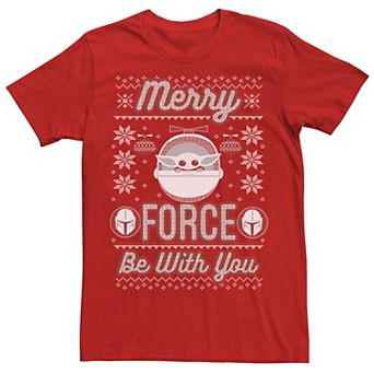 Men's Star Wars The Mandalorian Christmas Merry Force Be With You Tee