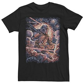 Men's Star Wars The Mandalorian Starry Night Style Portrait Tee