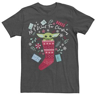 Men's Star Wars The Mandalorian The Child All I Want For Christmas Tee