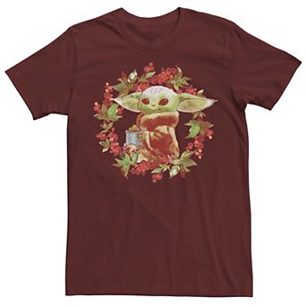 Men's Star Wars The Mandalorian Christmas The Child Wreath Tee
