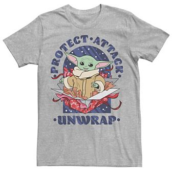 Men's Star Wars The Mandalorian Christmas Protect Attack Unwrap Tee