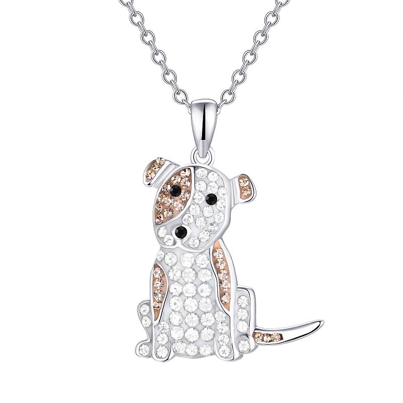Crystal Collective Fine Silver Plated Crystal Dog Pendant Necklace, Women