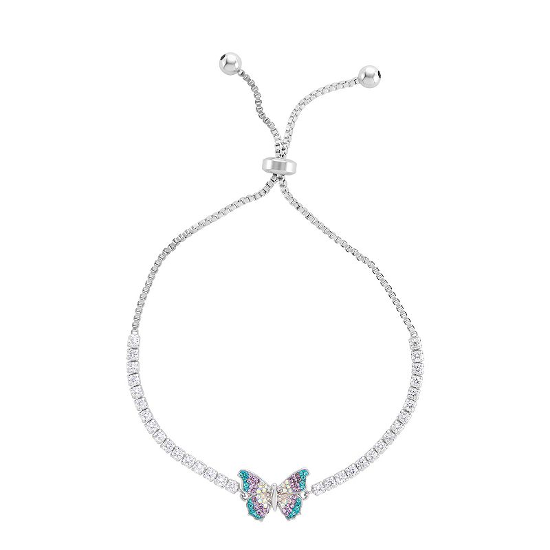 Crystal Collective Fine Silver Plated Crystal Accent Butterfly Adjustable 