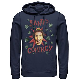 Men's Elf Buddy Santa's Coming Excited Smiling Portrait Hoodie