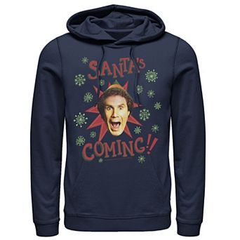 Men's Elf Buddy Santa's Coming Excited Smiling Portrait Hoodie