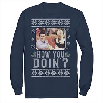Men's Friends Christma Joey & Phoebe How You Doin' Ugly Sweater Tee
