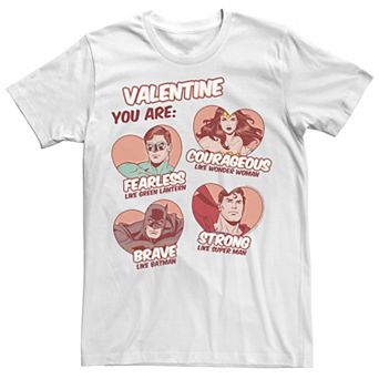 Men's DC Comics Justice League Valentine You Are Heart Portraits Tee