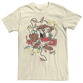 Men's Looney Tunes Christmas Taz Lights And Presents Tee