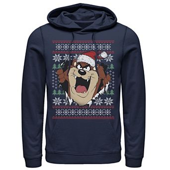 Men's Looney Tunes Christmas Sweater Taz Rip Through Hoodie