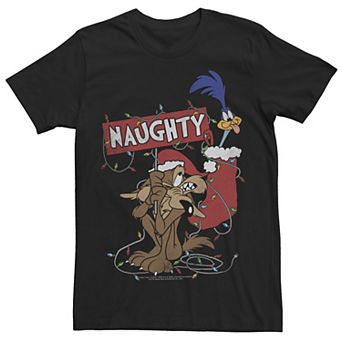 Men's Looney Tunes Christmas Road Runner & Wile E. Coyote Naughty Tee