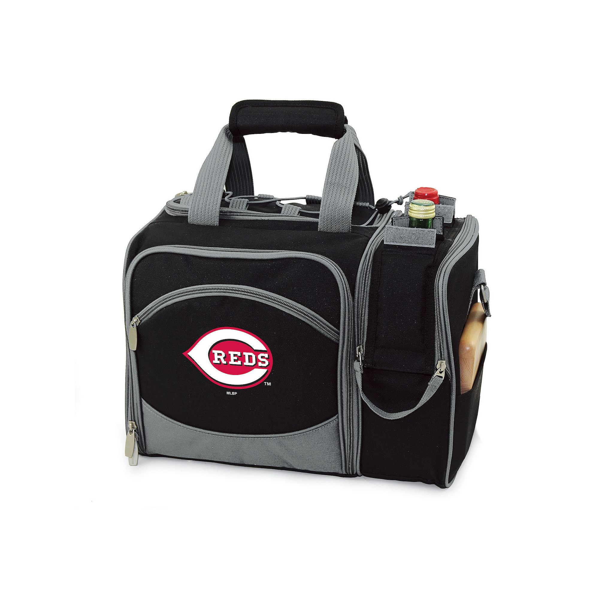 Picnic Time Cincinnati Reds Malibu Picnic Basket Cooler Set, Red Black