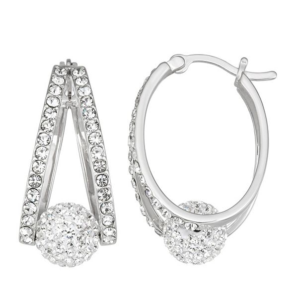 Jewelry Best Seller Sterling Silver CZ 34 Stones In and Out Round Hoop Earrings