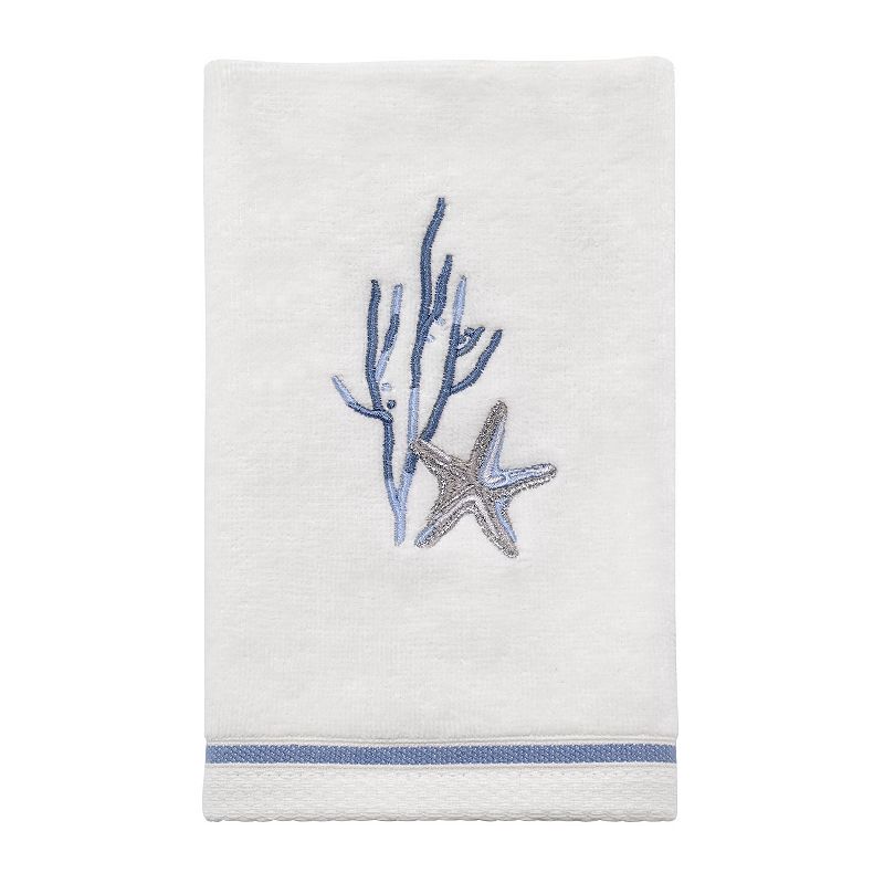 Avanti Abstract Coastal Fingertip Towel, White, FINGER TIP