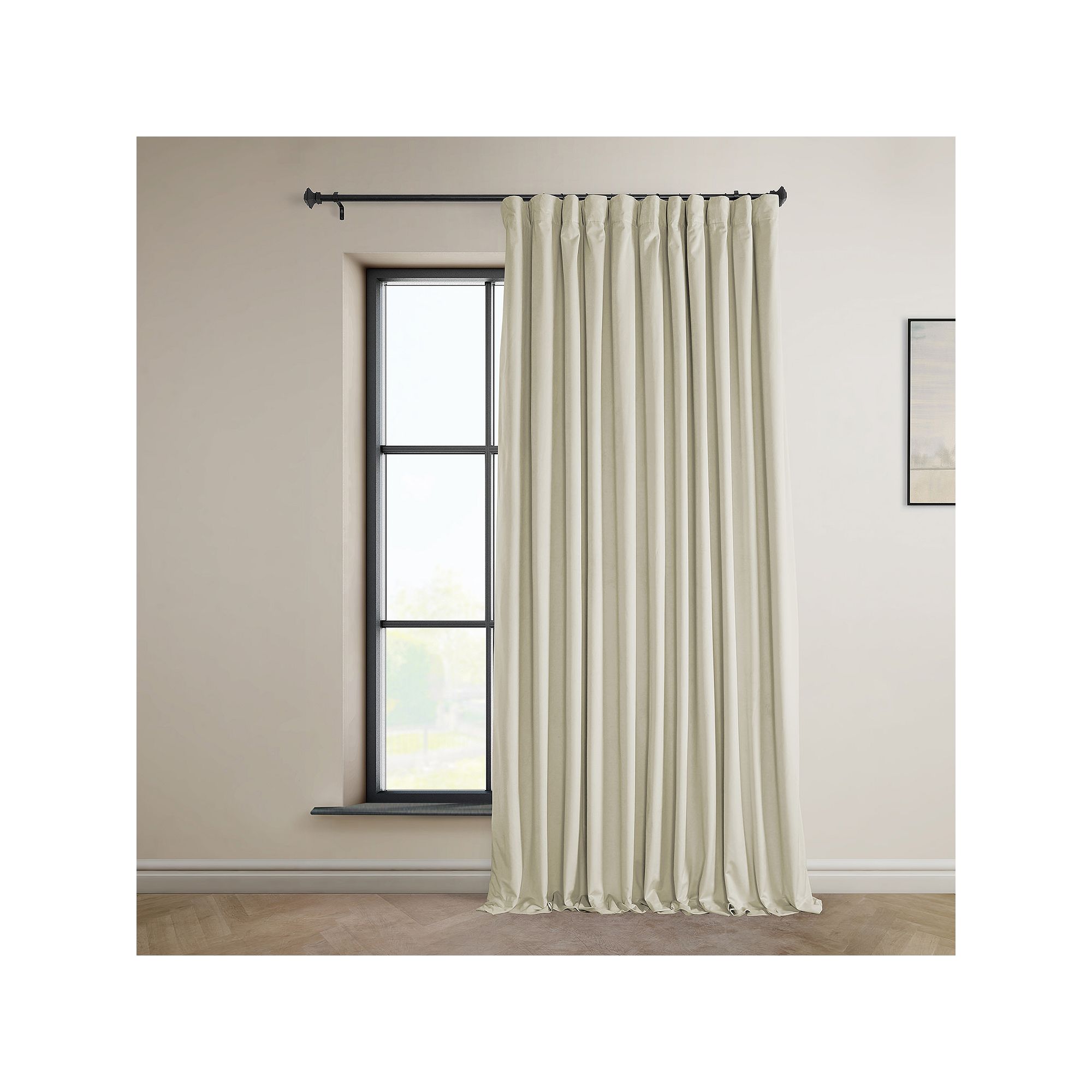 EFF Heritage Plush Velvet Extra Wide Room Darkening Curtain Panel, Au Lait 