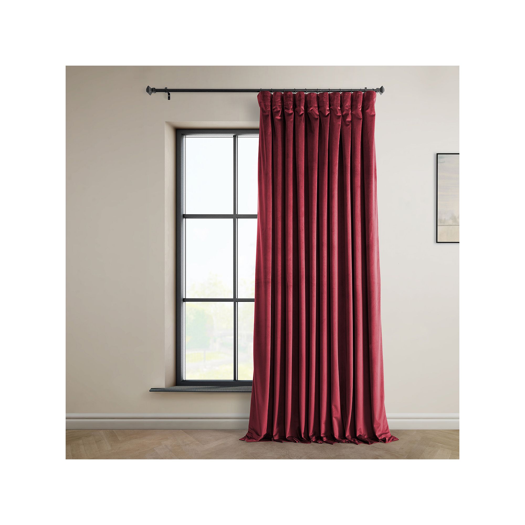 EFF Heritage Plush Velvet Extra Wide Room Darkening Curtain Panel, Cinema R