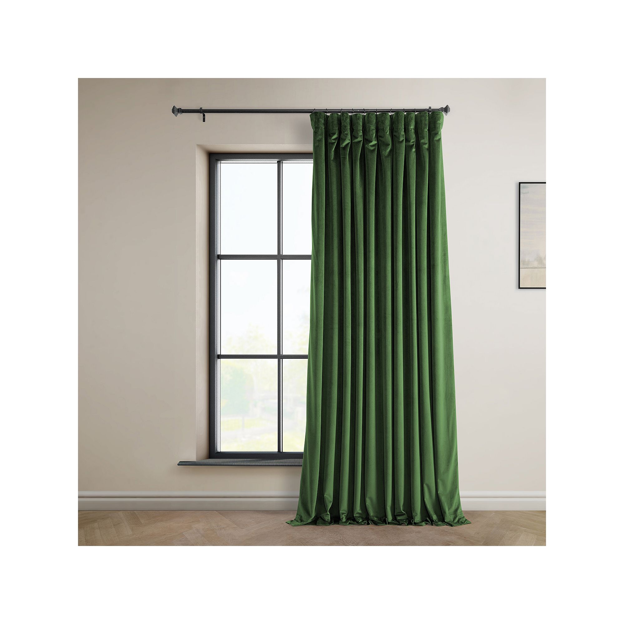 EFF Heritage Plush Velvet Extra Wide Room Darkening Curtain Panel, Eden Gre