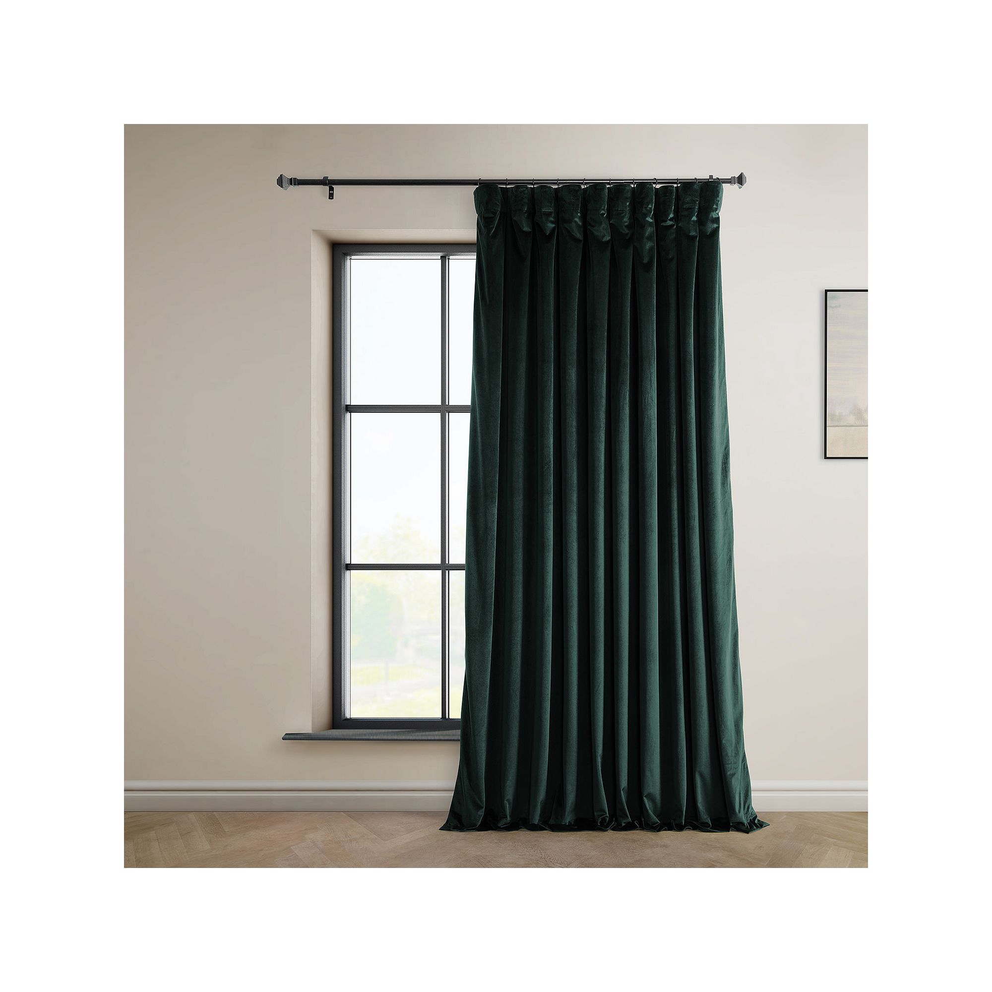 EFF Heritage Plush Velvet Extra Wide Room Darkening Curtain Panel, Forestry