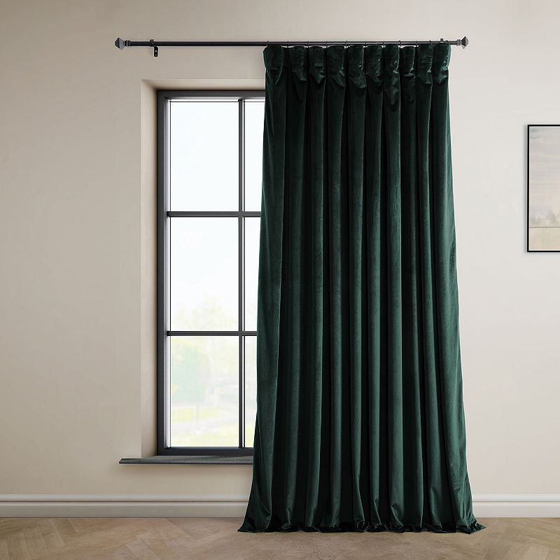 HPD Half Price Drapes Forestry Green Heritage Plush Velvet Room Darkening Curtains for Bedroom & Living Room Curtains (1 Panel)  Window Curtains 84 inches long  Extra Wide Curtains  100W X 84L