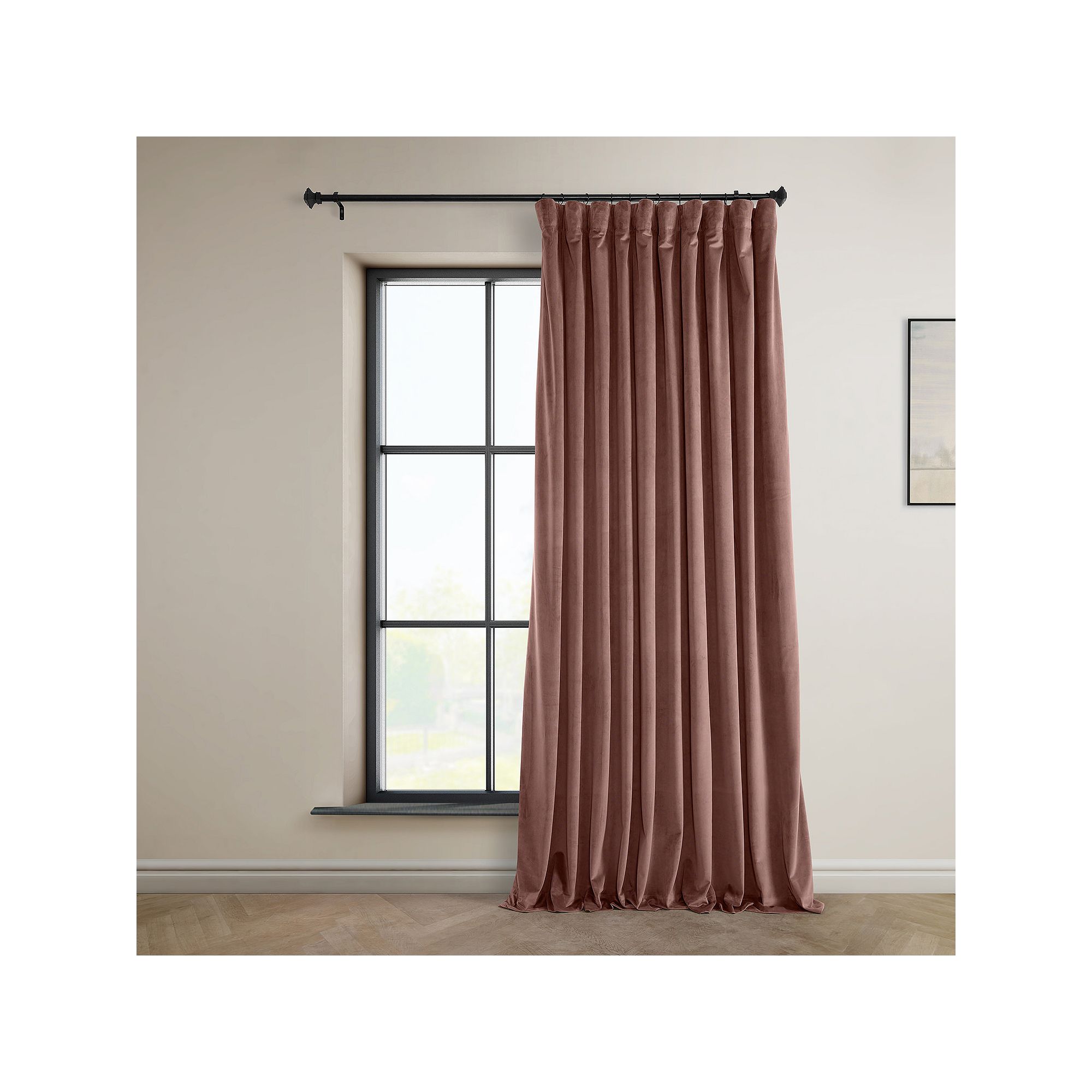 EFF Heritage Plush Velvet Extra Wide Room Darkening Curtain Panel, Wild Pin