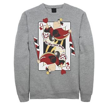 Disney's Alice In Wonderland Men's Queen Of Hearts Playing Card Sweatshirt