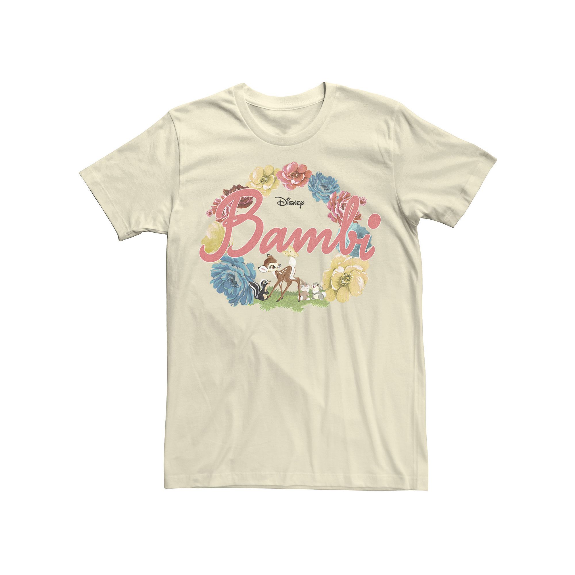 Disneys Bambi Mens Floral Ring Logo Tee, Size: Medium, Natural