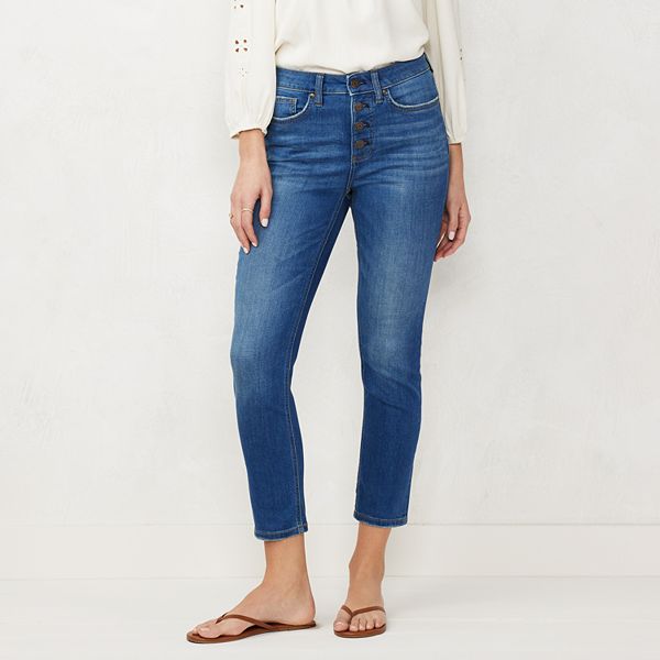 Womens Lauren Conrad Button Up HighRise Skinny Ankle Jeans