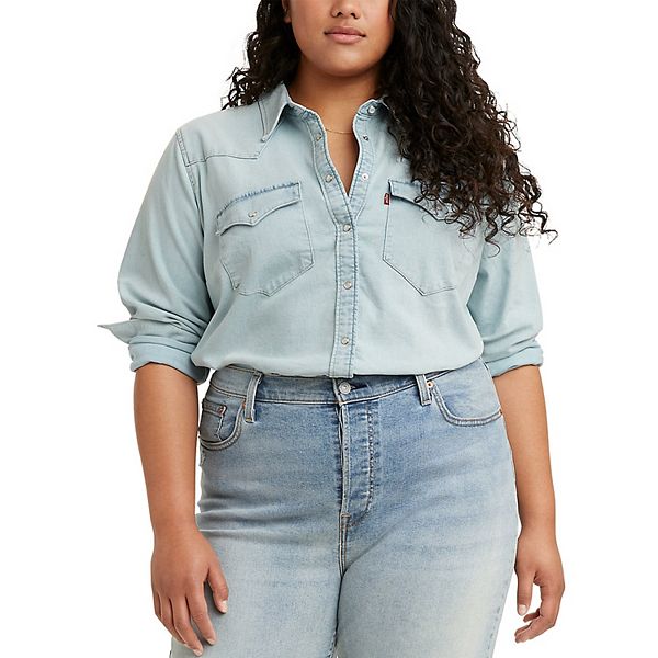 women's plus size denim shirts