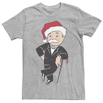 Men's Monopoly Christmas Rich Uncle Pennybags Santa Hat Portrait Tee