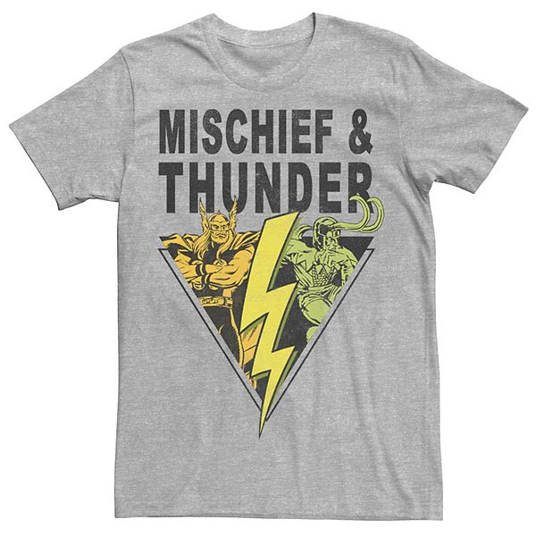 Men's Marvel Thor & Loki Mischief And Thunder Text Poster Tee