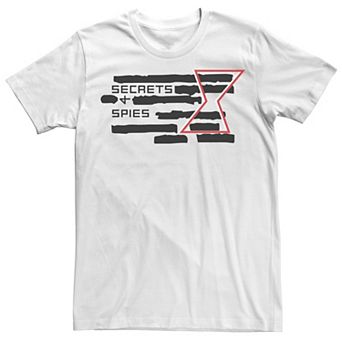 Men's Marvel Black Widow Secrets And Spies Crossed Out Logo Tee