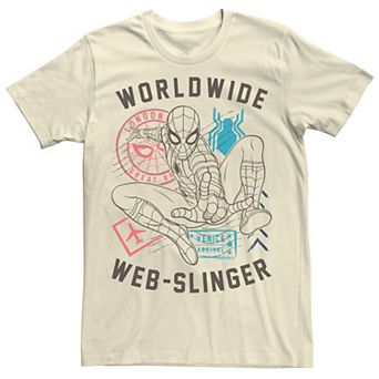 Men's Marvel Spider-Man Far From Home Worldwide Web-Slinger Poster Tee