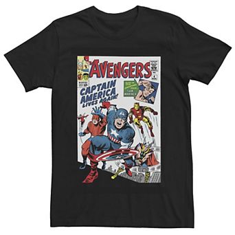 Men's Marvel Avengers Captain America Lives Again Comic Cover Tee