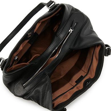ili RFID-Blocking Triple Compartment Leather Hobo Bag